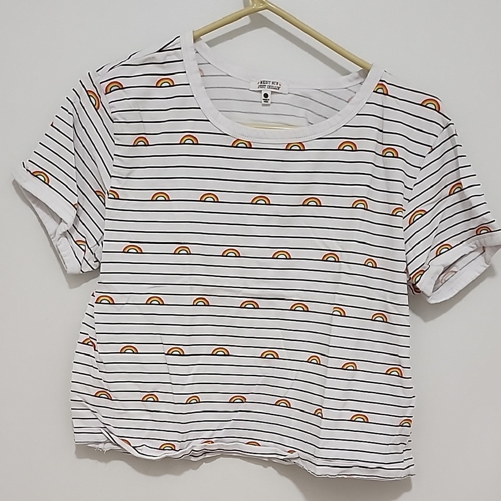 Striped Rainbow Graphic Tee